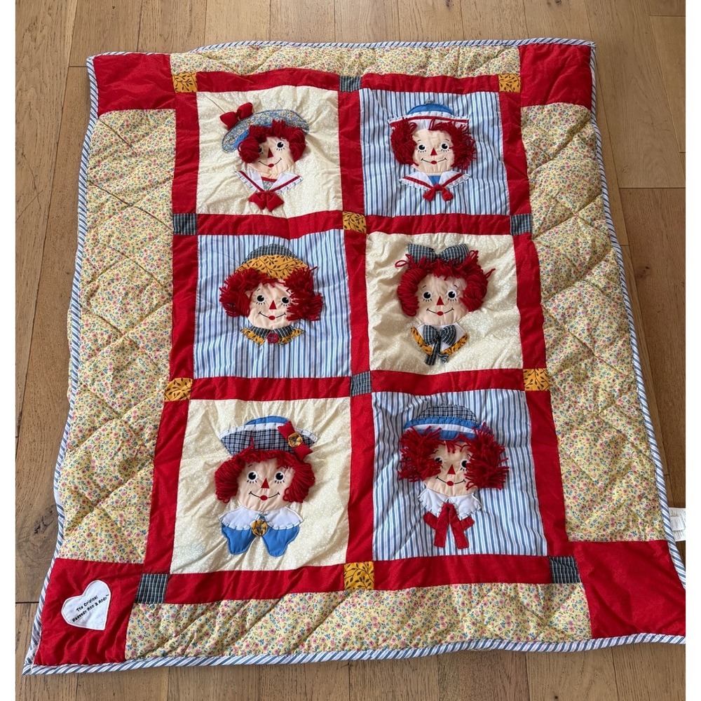 Vintage Applause Raggedy Ann & Andy Quilted Wall Hanging‎ Decor